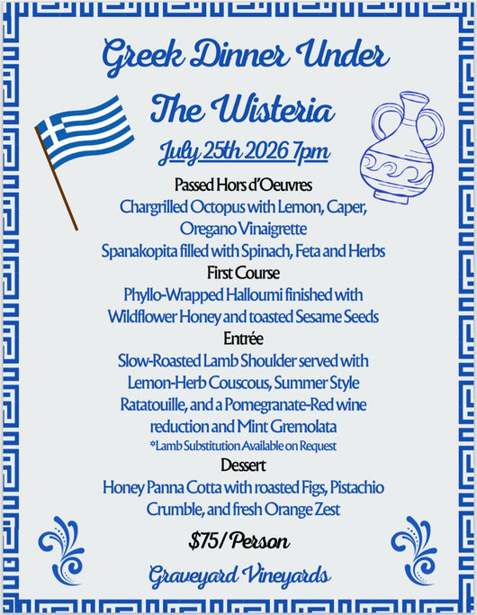 Greek Dinner Under the Wisteria - July 25th - Paso Robles
